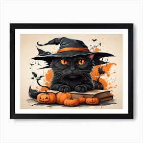 Black Cat Witch Art Print