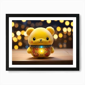 Illuminated Plush Bear With Floral Design Art Print