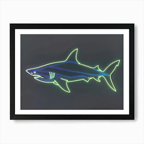 Green Scalloped Hammerhead Neon Shark 3 Art Print