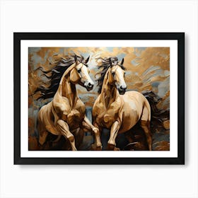 Two Horses Running 11 Art Print