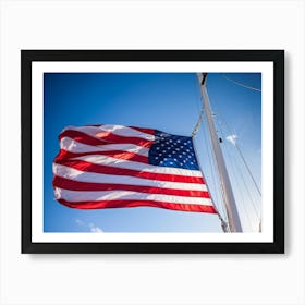 An American Flag Mid Billow Red And White Stripes Gleaming In The Wind Blue Star Field Sailing Ag (3) Art Print