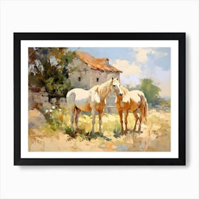 Horses Painting In Carmargue, France, Landscape 2 Art Print