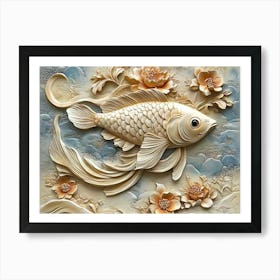 Beautiful Fish 3d Relief Art Art Print