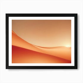 Minimalistic Landscape With Rolling Sand Dunes In Warm Orange Hues, Bathed In The Golden Light Of A Low Hanging Sun Art Print