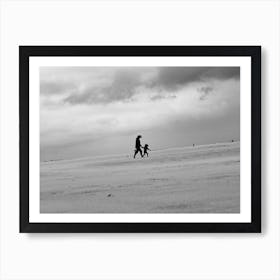 The Mother And Child Blowing On The Beach Texel Netherlands Poster