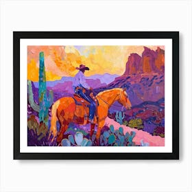 Cowboy Painting Sonoran Desert Arizona 1 Art Print