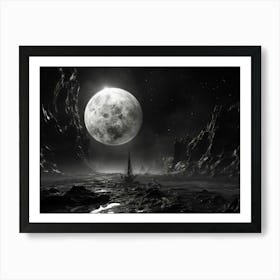 Interstellar Voyage Abstract Black And White 5 Art Print