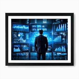 Corporate Finance Executive Analyzing Market Trends Graph Details And Business Strategies Digital Art Print