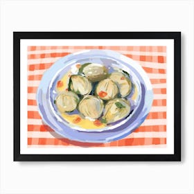 A Plate Of Artichokes, Top View Food Illustration, Landscape 1 Art Print