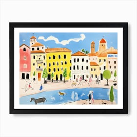 Padua Italy Cute Watercolour Illustration 1 Art Print