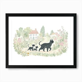 Cat Family At Countryside Art Print