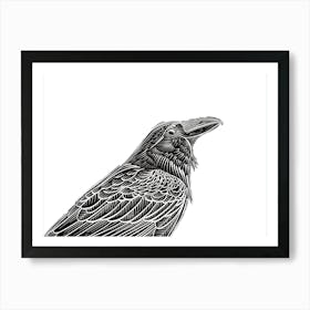 Black Crow Linocut Portrait Art Print