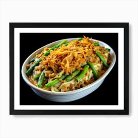 Green Bean Casserole With Crispy Onions In A White Dish Art Print