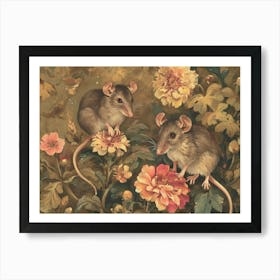 Floral Animal Illustration Mouse 1 Art Print