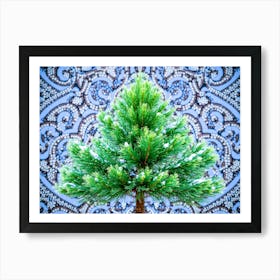 Pine Tree In Front Of Mosaic Art Print