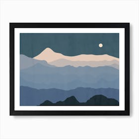 Silhouette Of Mountain Art Print