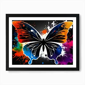 Butterfly With Paint Splashes 6 Art Print