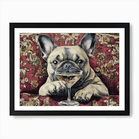 Tapestry Frenchie Drinking 6 Affiche