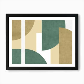 Half-moon Collage Colorblock Graphic Pattern - Gold Sage Green Art Print