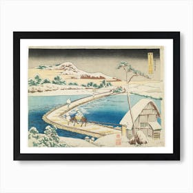 Old View Of The Pontoon Bridge At Sano In Kōzuke Province, Katsushika Hokusai Art Print