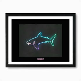 Neon Pink Sign Inspired Shark Poster 2 Art Print