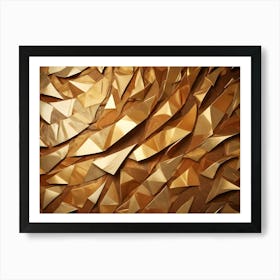 Abstract Texture Of Overlapping, Geometric, Golden Triangles, Creating A Shimmering, Metallic Effect Art Print