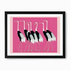 Pink Japanese Cranes Art Print