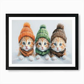 Three Whimsically Illustrated Ki Art Print