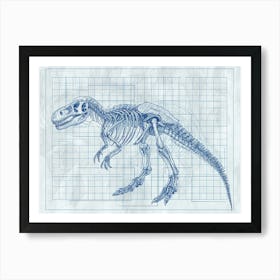 Maiasaura Skeleton Hand Drawn Blueprint 3 Art Print