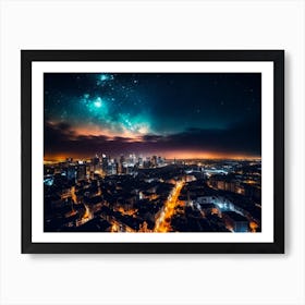 Night Sky Over A City 3 Art Print