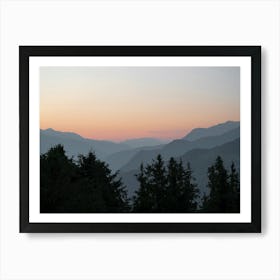 Pastel sunrise in the mountains of the french alps at Courchevel - summer nature and travel photography by Christa Stroo Art Print