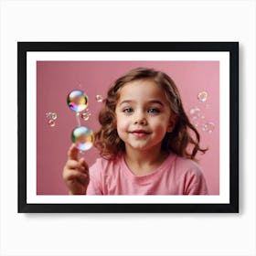 Little Girl With Soap Bubbles 4 Art Print