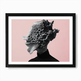 Abstract Portrait Of A Man on Pastell Pink Art Print