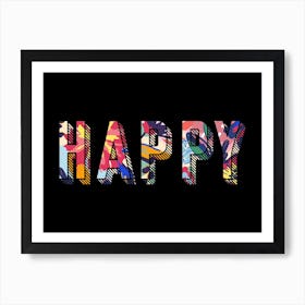 Black Happy Art Print