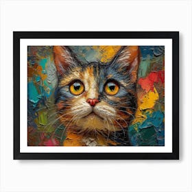 Whiskered Masterpieces: A Feline Tribute to Art History: Cat Painting 3 Art Print