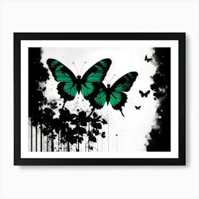 Green Butterflies Art Print