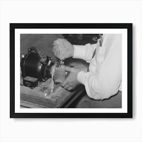 Placing Sample Of Rice In Milling Machine For Test, Crowley, Louisiana, State Rice Mill By Russell Lee Art Print