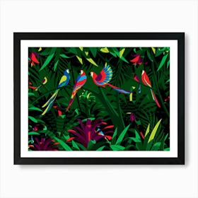 Tropical Parrots Art Print