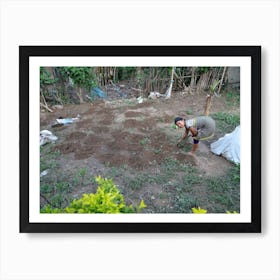 Woman Planting A Garden Art Print