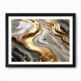 Abstract Marble Texture Swirls Of Gold And Silver Intertwining In A Lavish Dance Of Opulence Palet (5) Art Print