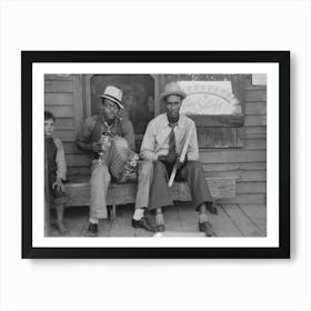 Musicians Playing Accordion And Washboard In Front Of Store, Near New Iberia, Louisiana By Russell Lee Art Print