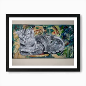 Wall Art with Cat Having Afternoon Snooze Art Print