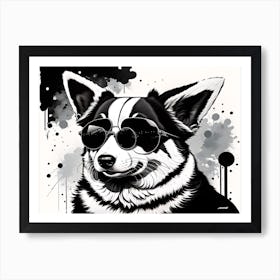 Corgi In Sunglasses 27 Art Print