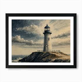 Lighthouse Hamptons style Art Print