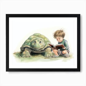 Reading With A Tortoise Art Print