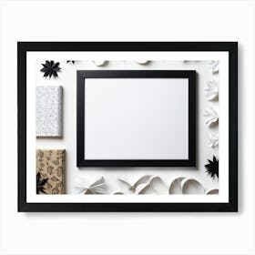 Black Frame With Gift Wrapping Paper Art Print