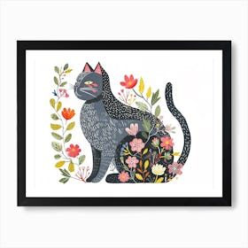 Little Floral Cat 2 Art Print