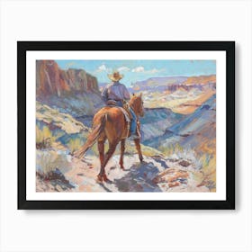 Cowboy In Red Rock Canyon Nevada 1 Art Print