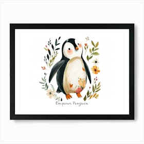 Little Floral Emperor Penguin 3 Poster Art Print