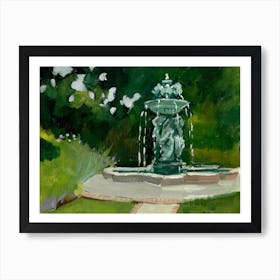 Ladies And Lions Garden Fountain Art Print